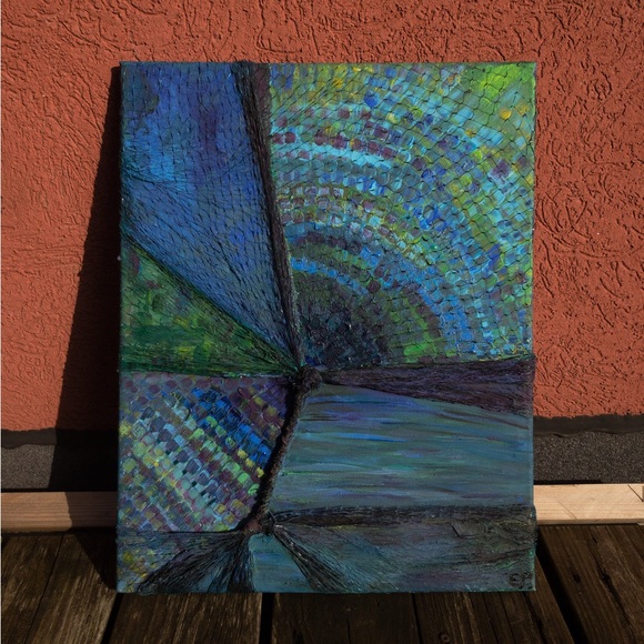 Peacock Pass, Peacock colors, original design, medium size, abstract painting. - Picture 2 of 5